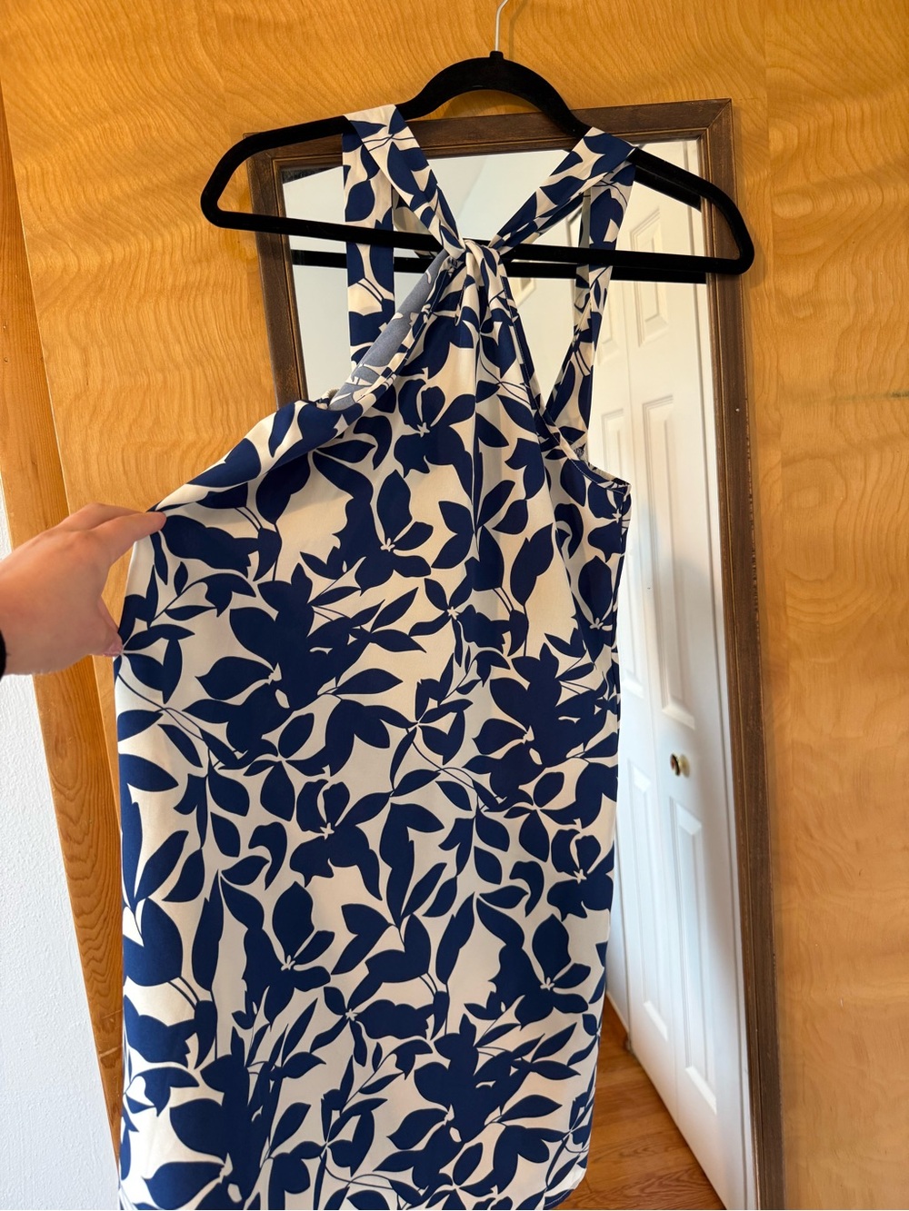 SHEIN Navy and White One-Shoulder Floral Dress